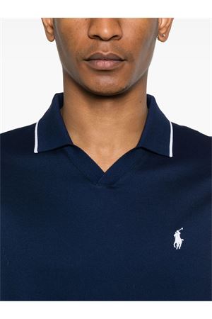 Navy blue stretch-cotton T-shirt RALPH LAUREN | 710964535005NAVY